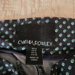 Cynthia Rowley Navy and Green Polka Dot Capris